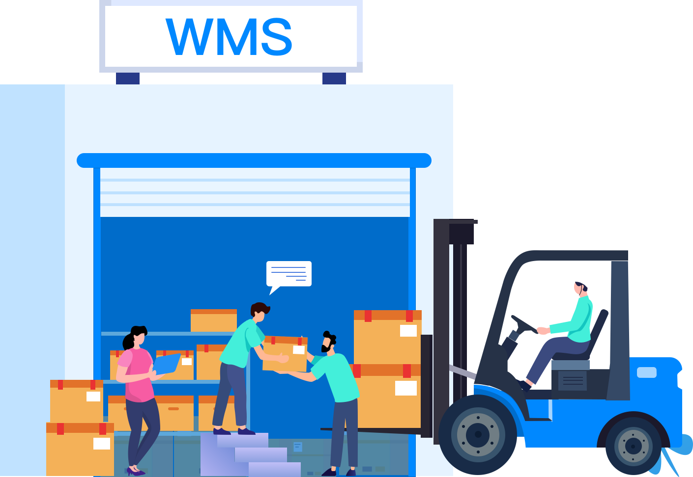 Ilustrasi gudang / forklift